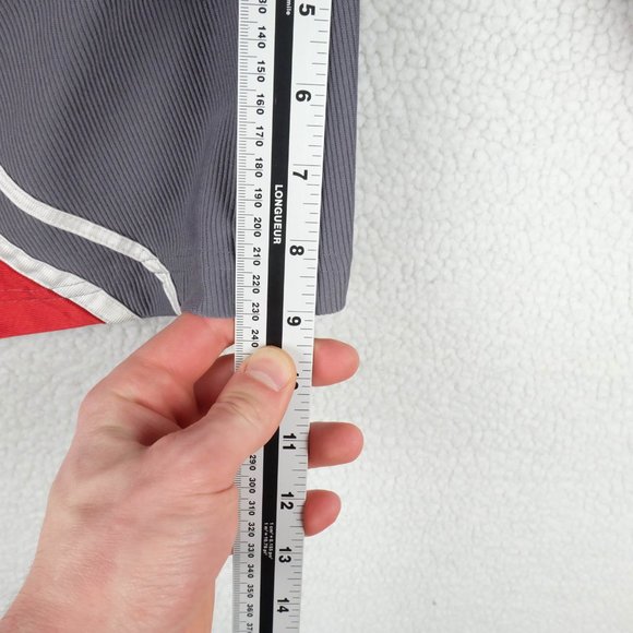 Vintage Nike Basketball Shorts Mens Small Gray Red Striped Ribbed Dri Fit 90s - Picture 7 of 8